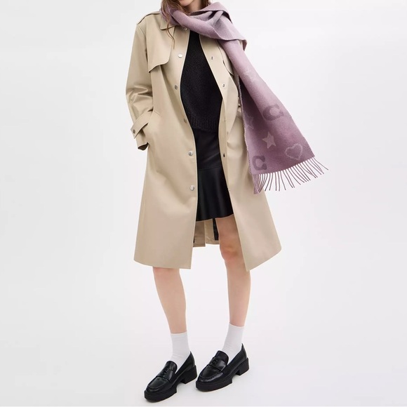 NWT Coach Stars And Hearts Print Muffler Wool Scarf Jasmine Purple CU810 RARE - Picture 4 of 4